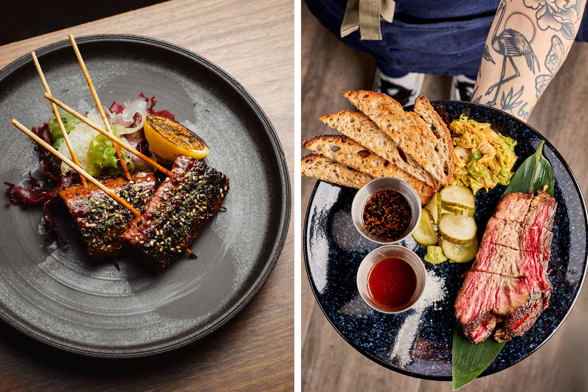 Grilled skewers and smoked meat at Ukiah Japanese Smokehouse. © Ukiah Japanese Smokehouse