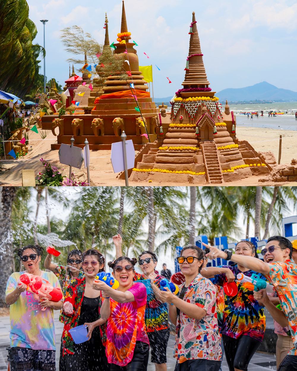 A beautiful and uniquely local tradition, sand pagodas rise along Chon Buri’s beaches during Songkran. (© Shutterstock, TAT Chonburi)