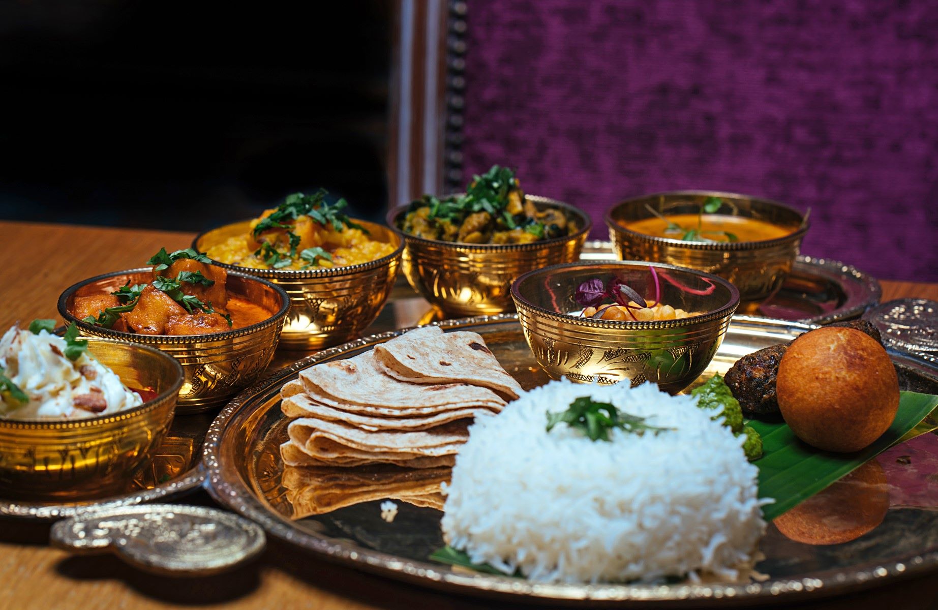 The kind of affordably priced vegetarian banquet you can expect at Indian restaurant Prashad. © Prashad