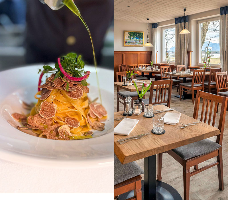 Neben Fisch und Wild schmecken hier in den gemütlichen Räumlichkeiten mit Seeblick auch Pasta & Co. © Oliver Leyk/Zum Fischer am See