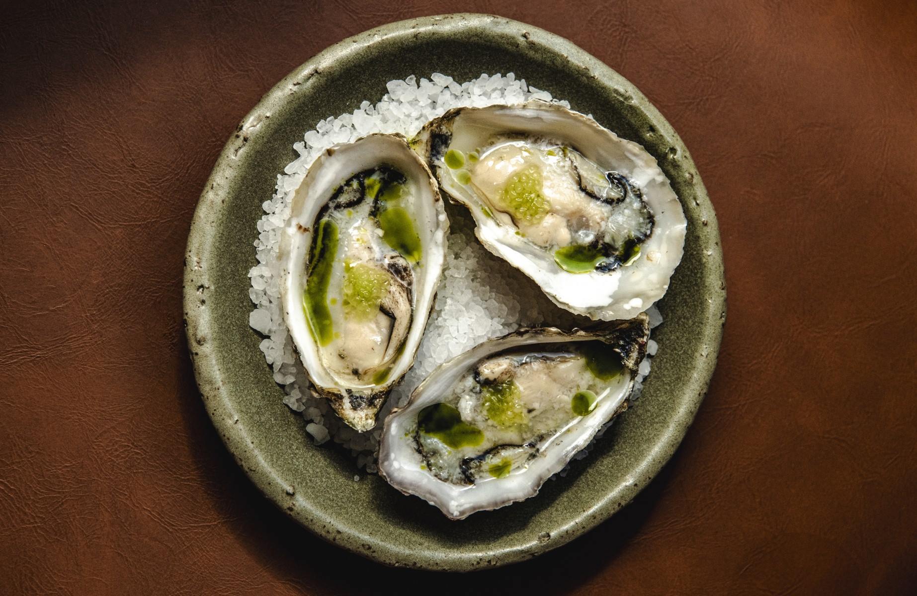 Oysters from MOI, Soho's new Japanese restaurant specialising in cooking over fire. © Eleonora Boscarelli/MOI