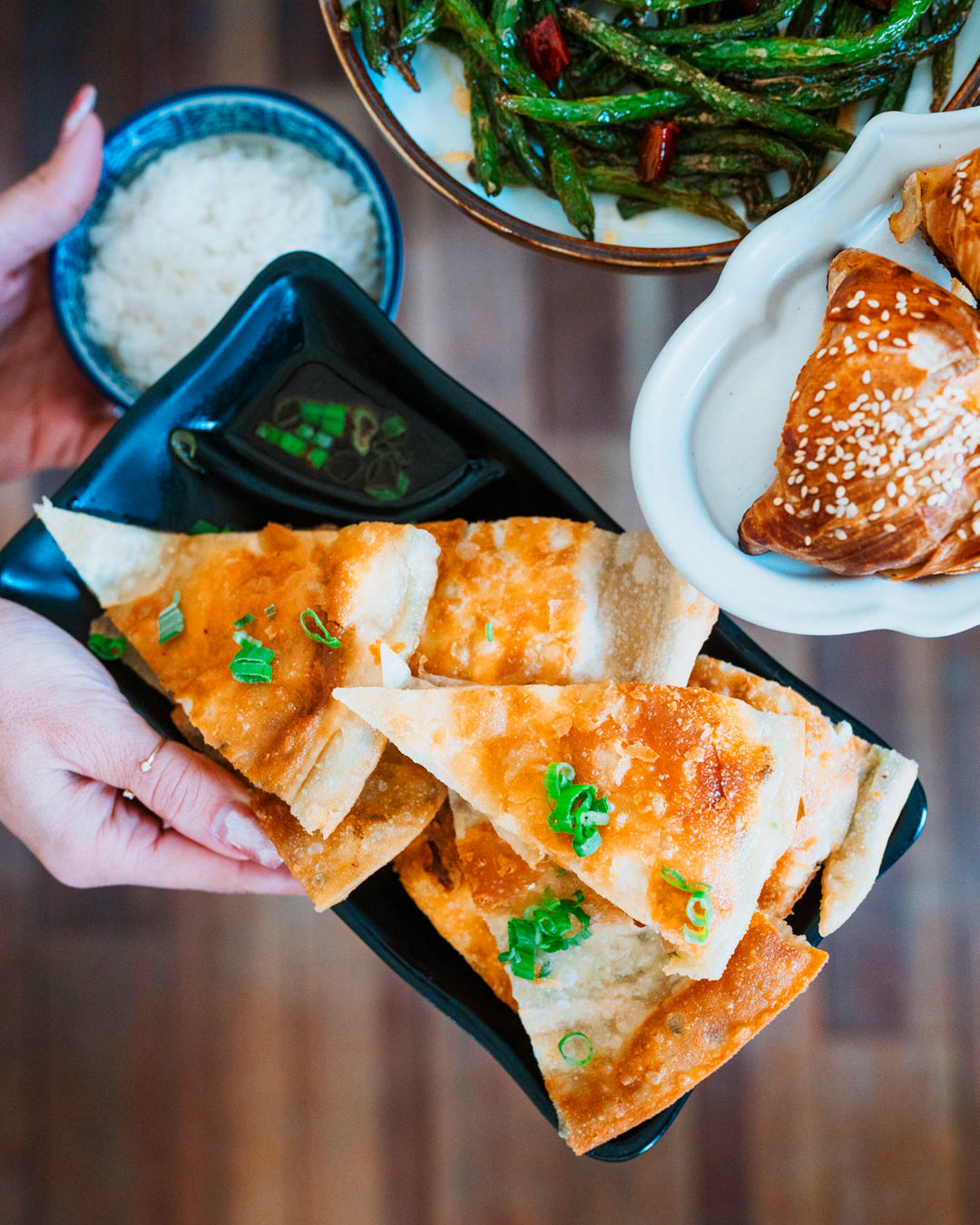 Scallon pancakes are a great way to kick off a meal at Jahunger. © Jahunger