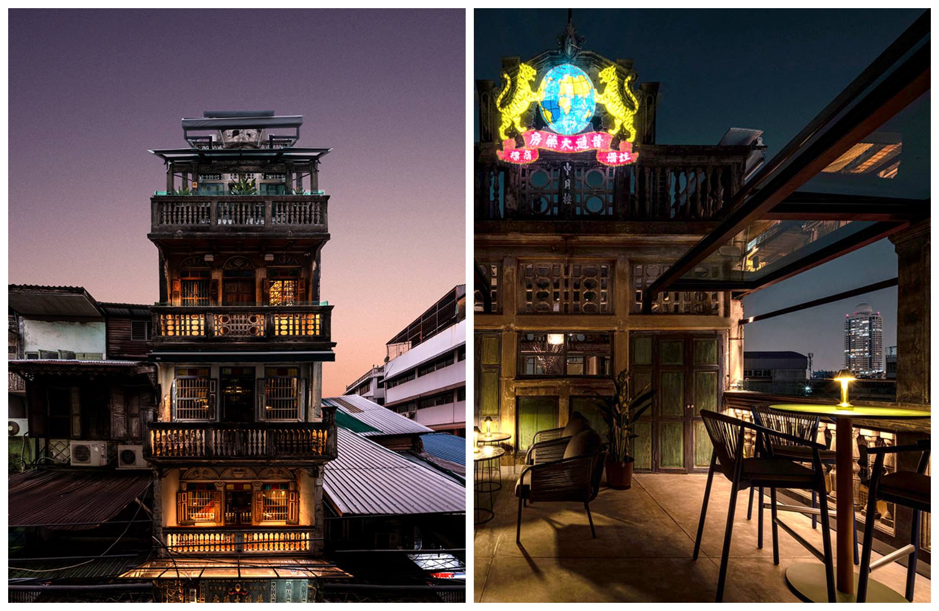 Situé dans le quartier chinois de Bangkok, le bâtiment a conservé l'agencement de l'ancienne pharmacie sur cinq niveaux tenu par la famille de la cheffe Pichaya « Pam » Soontornyanakij. © gastrofilm/Potong | © dofskyground/Potong