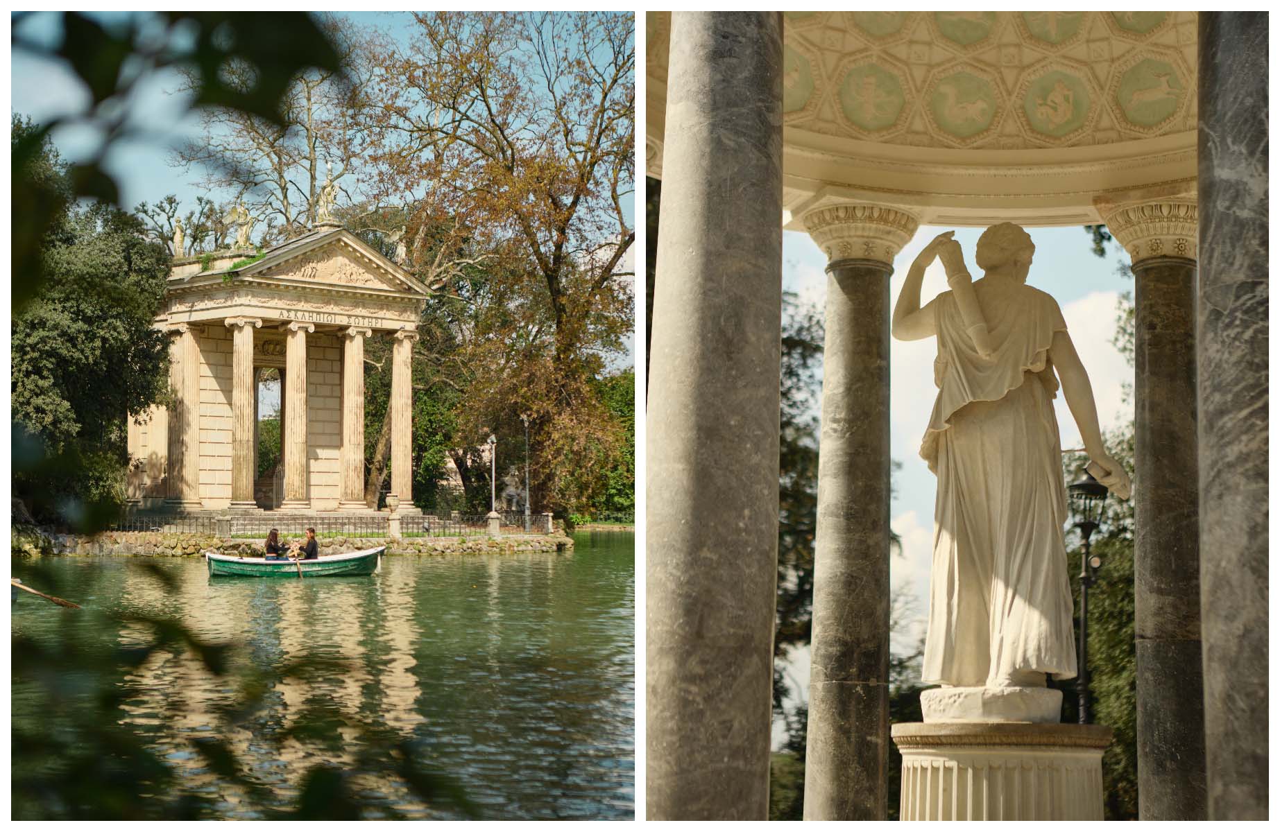 The picturesque Villa Borghese Gardens is the third-largest public park in Rome, after Villa Doria Pamphili and Villa Ada. ©Alberto Blasetti/The MICHELIN Guide
