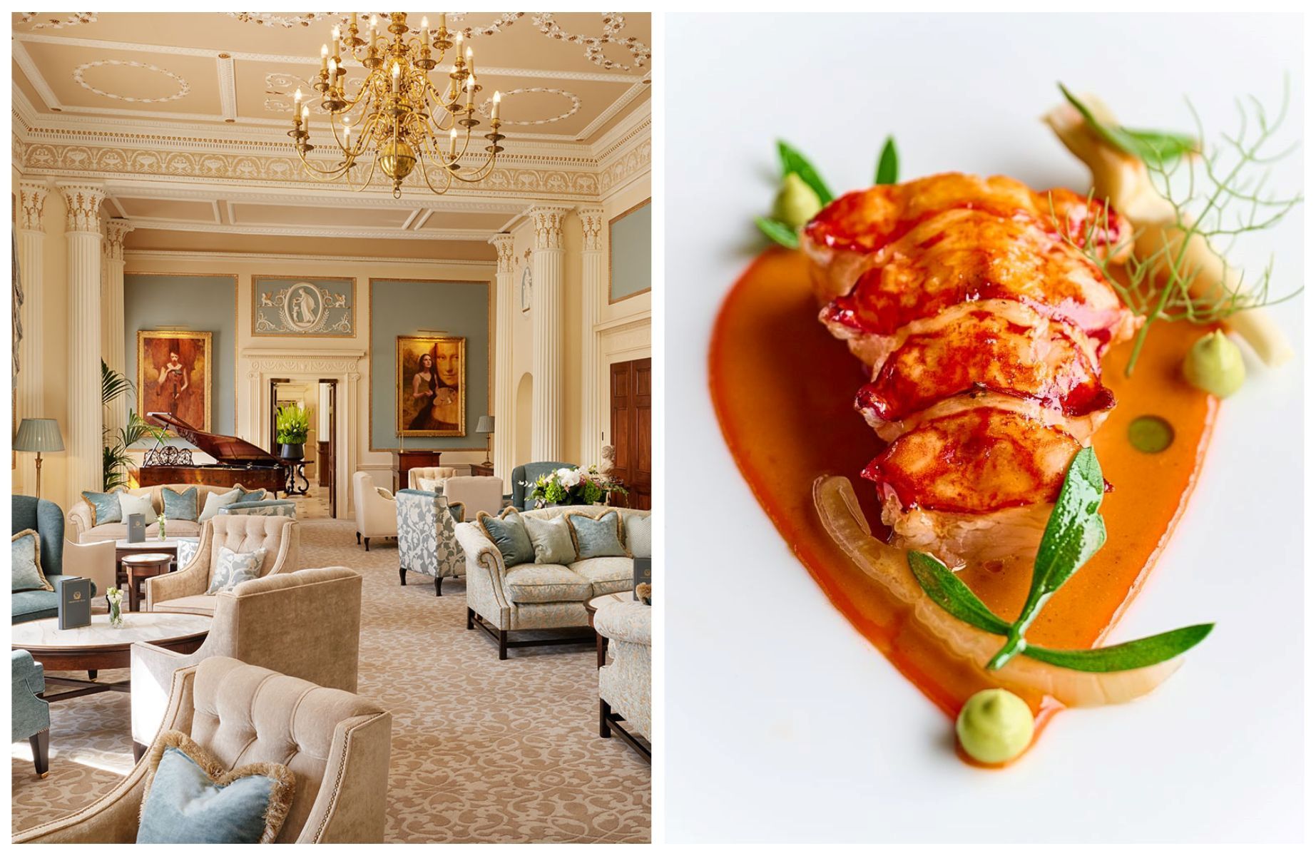 Grantley Hall provides Two-Key luxury, while The Angel is one of the best restaurants in the Yorkshire Dales. © Grantley Hall, © Tim Green/The Angel