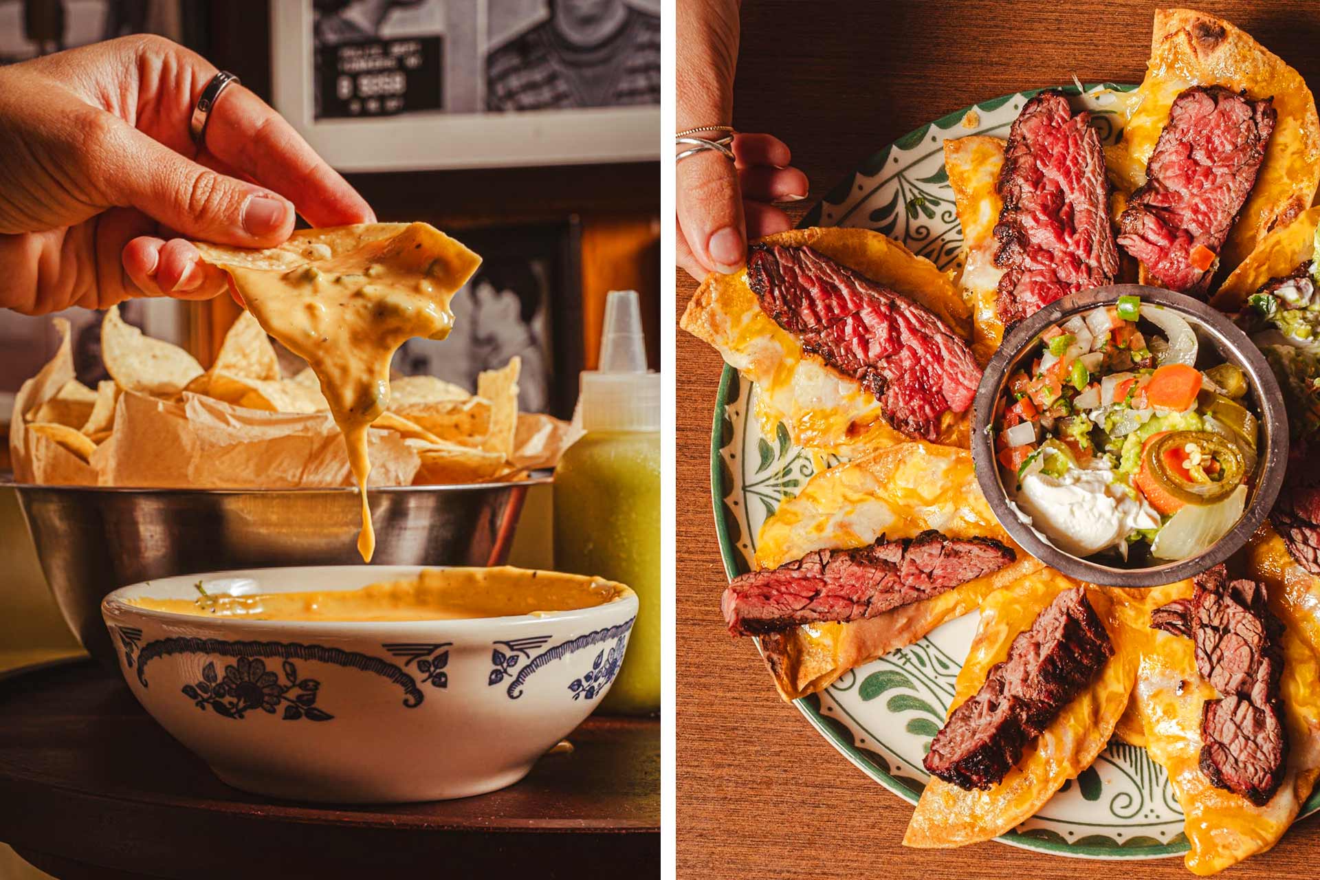 Bubbling queso and steak nachos. © Rocket Farm Restaurants/Superica