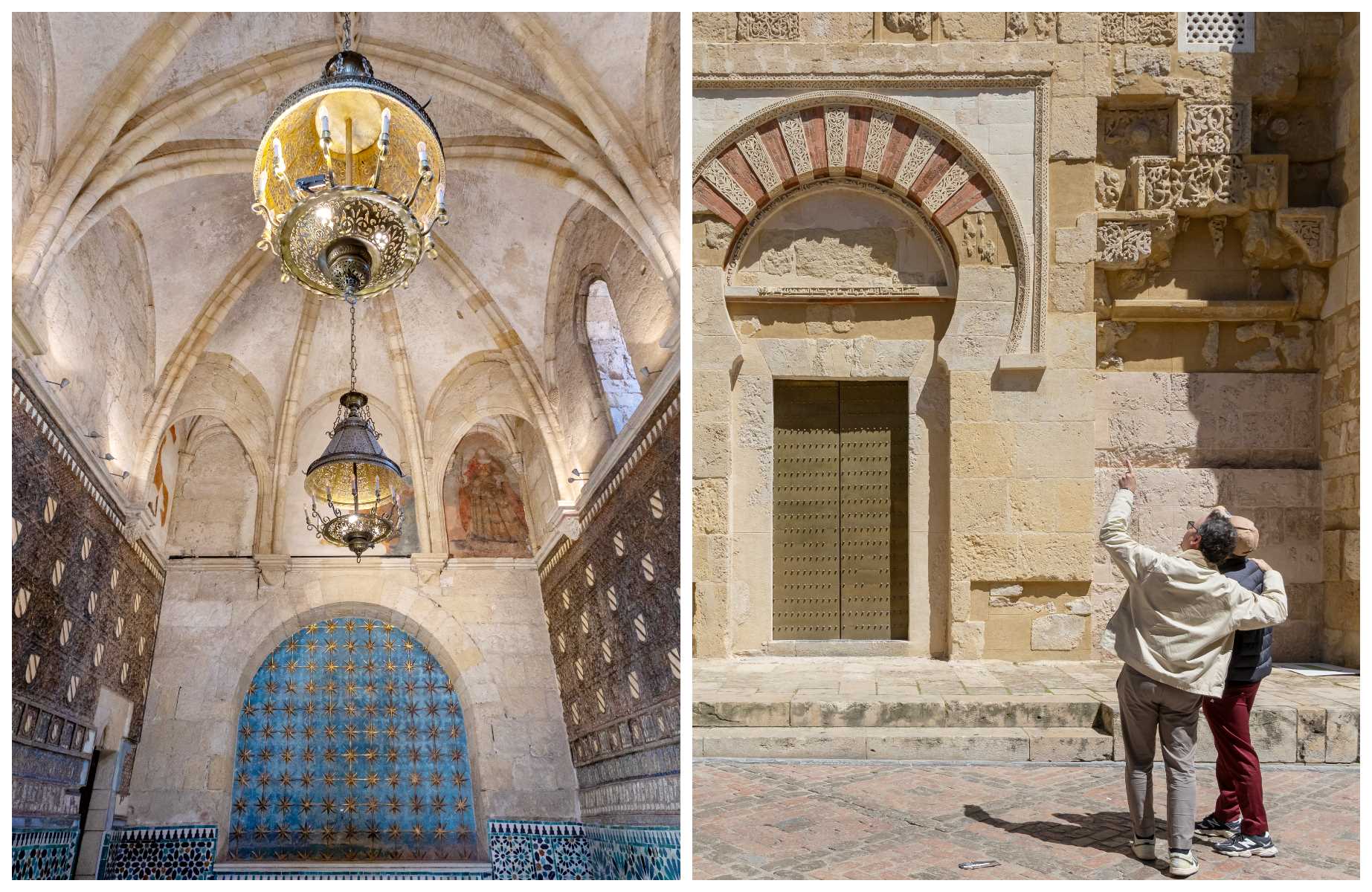 The Chapel of San Bartolomé, an example of Mudejar architecture, and Morales and Mellino in front of the Mosque-Cathedral. © Michelin Guide
