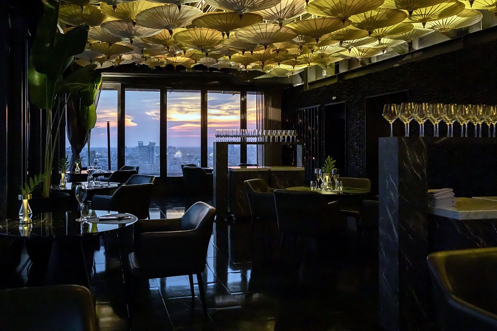 The dining room at TAAN on the upper floor of Siam@Siam Design Hotel Bangkok. © TAAN