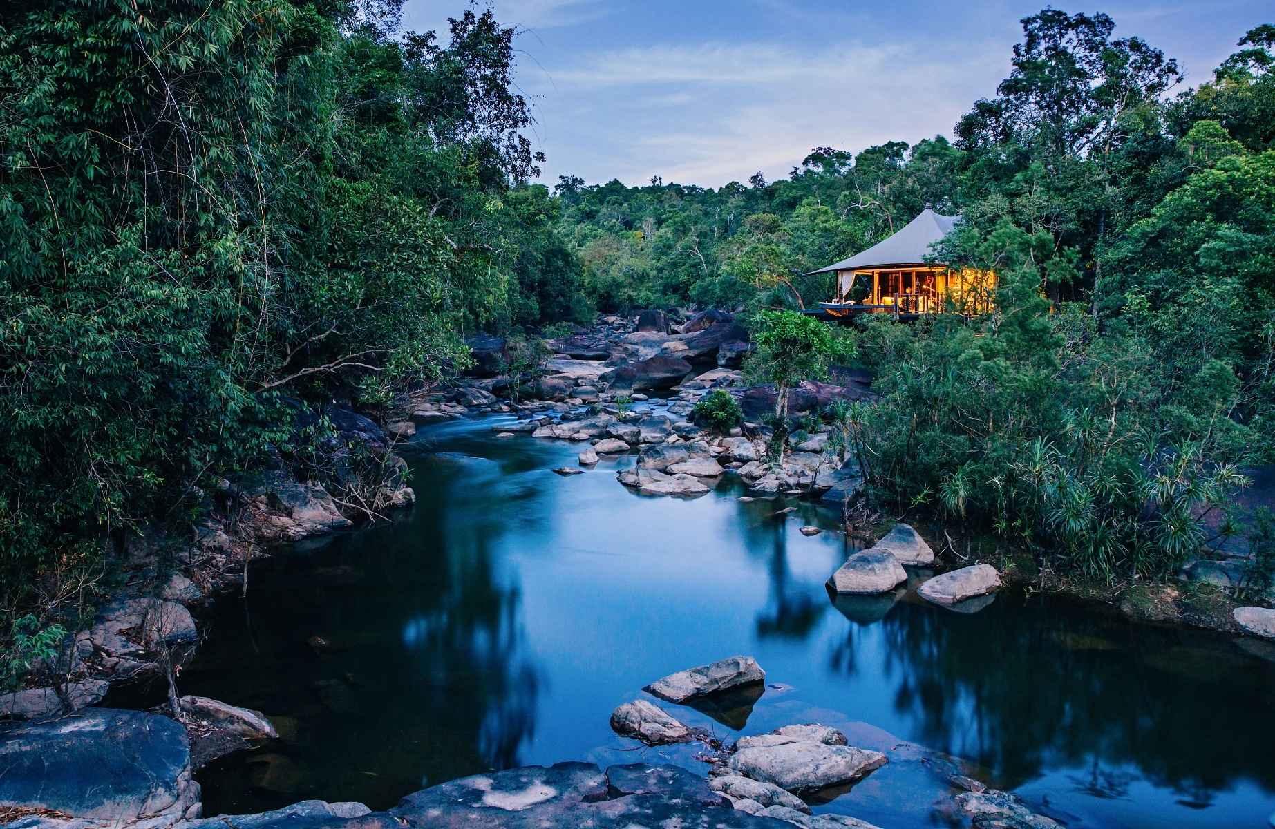 Designed by Bill Bensley, Shinta Mani Wild is a wildly secluded rainforest escape in Cambodia. © Shinta Mani Wild