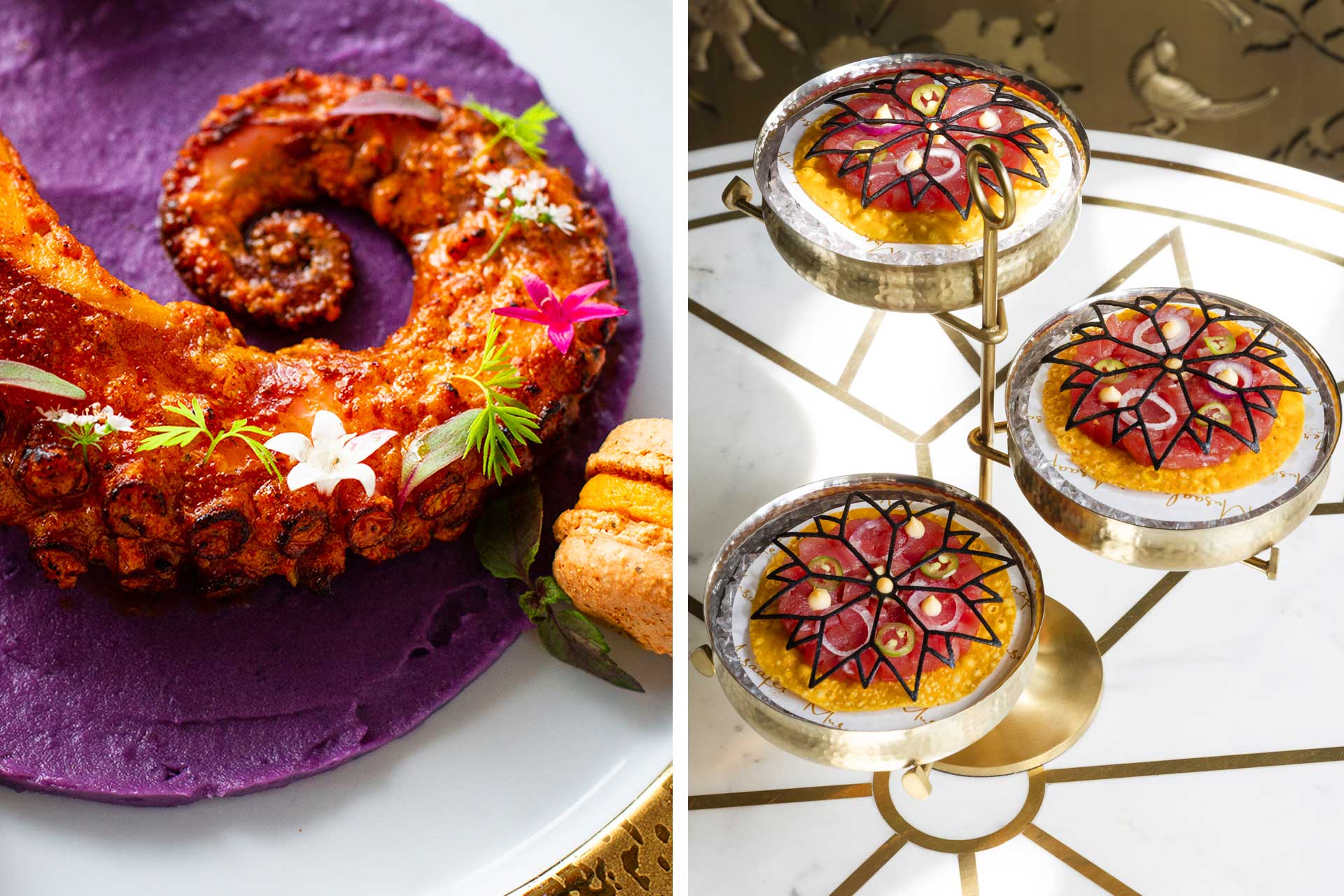 Tandoori Octopus and Tuna Papad © Raydon Creative | © Julie Soefer/Musaafer