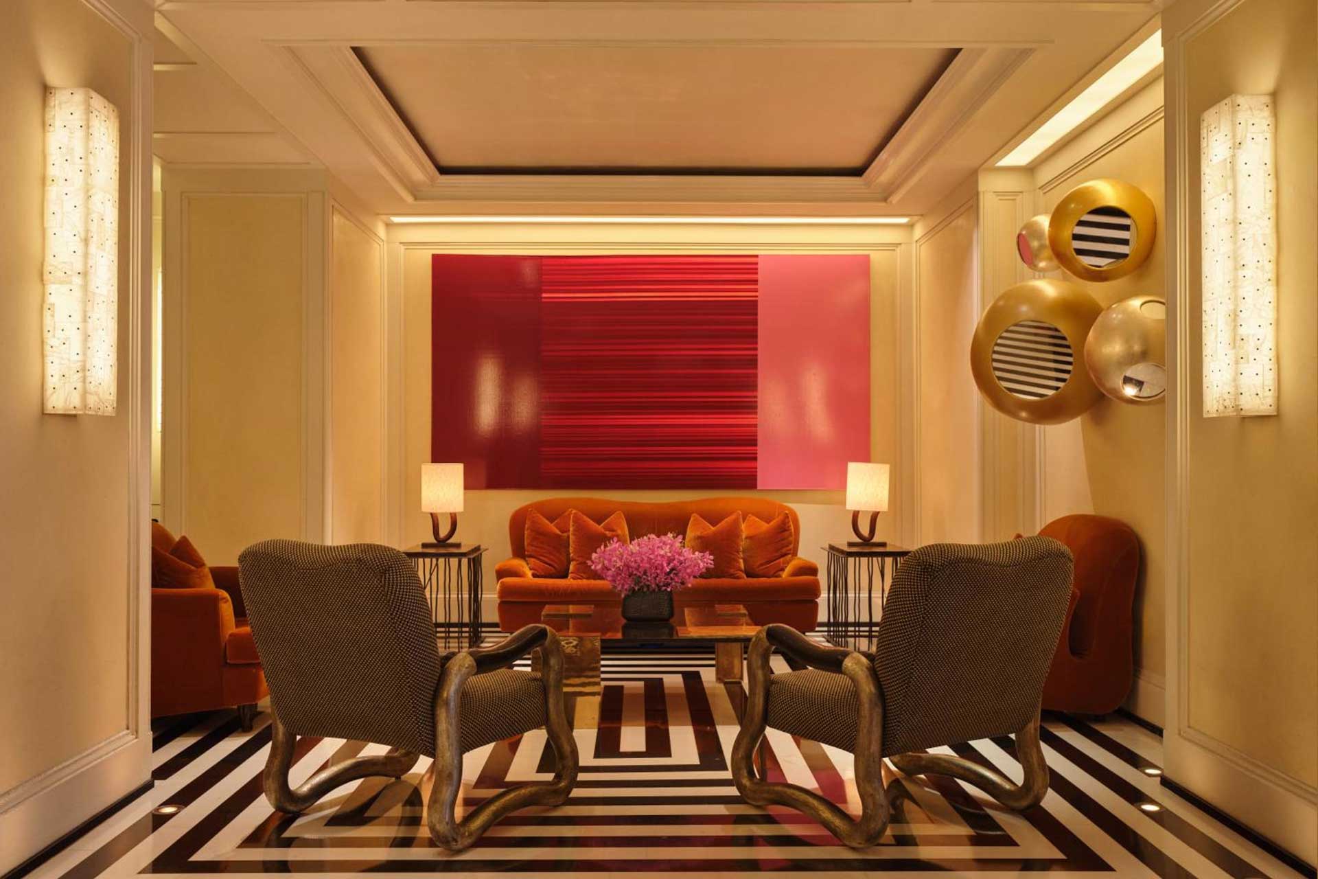 The Mark Hotel's distinctive black-and-white striped floors, designed by Jacques Grange. © The Mark Hotel