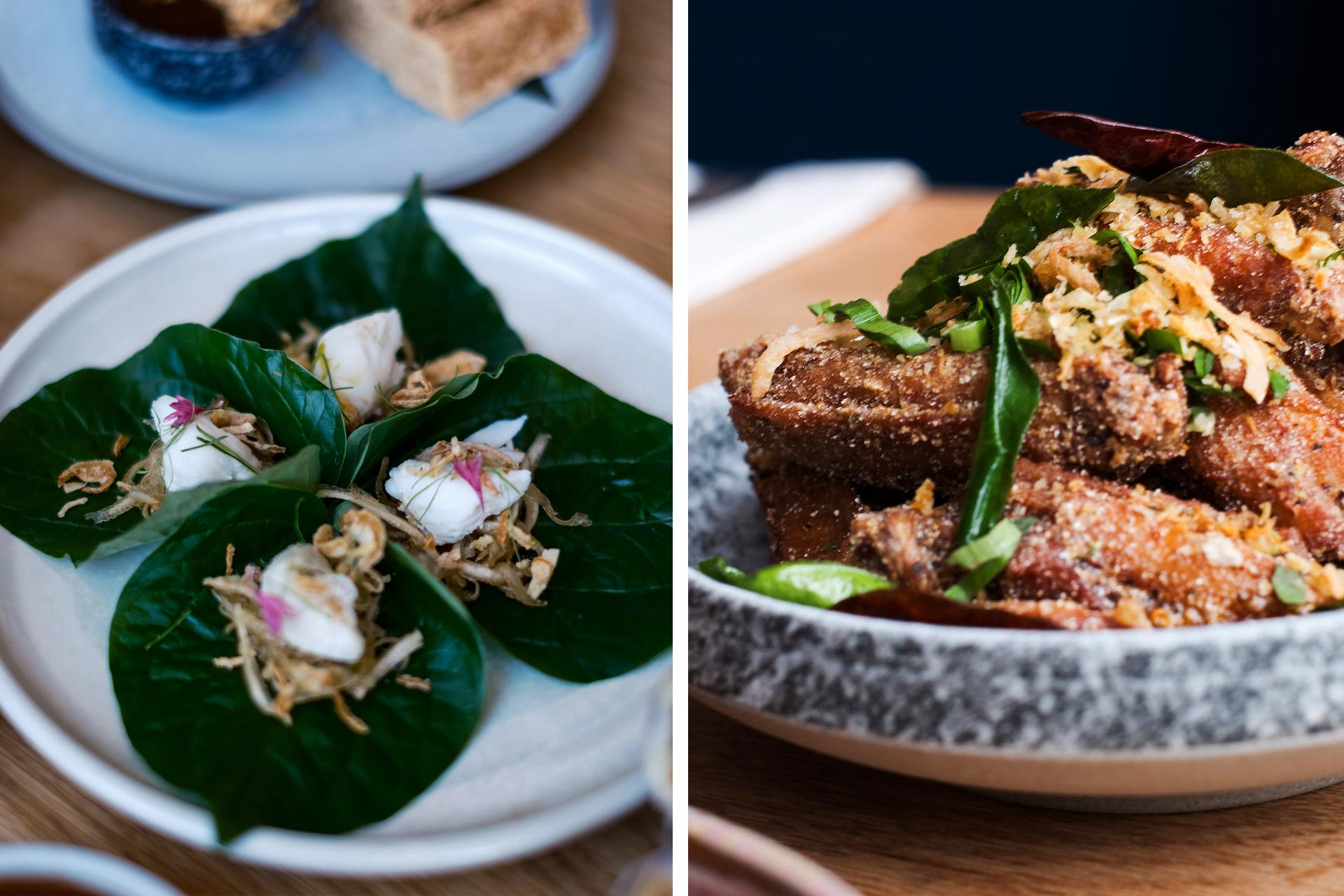 Miang kham and chicken wings with laab spice. © Melody Lu/Kin Kao Song