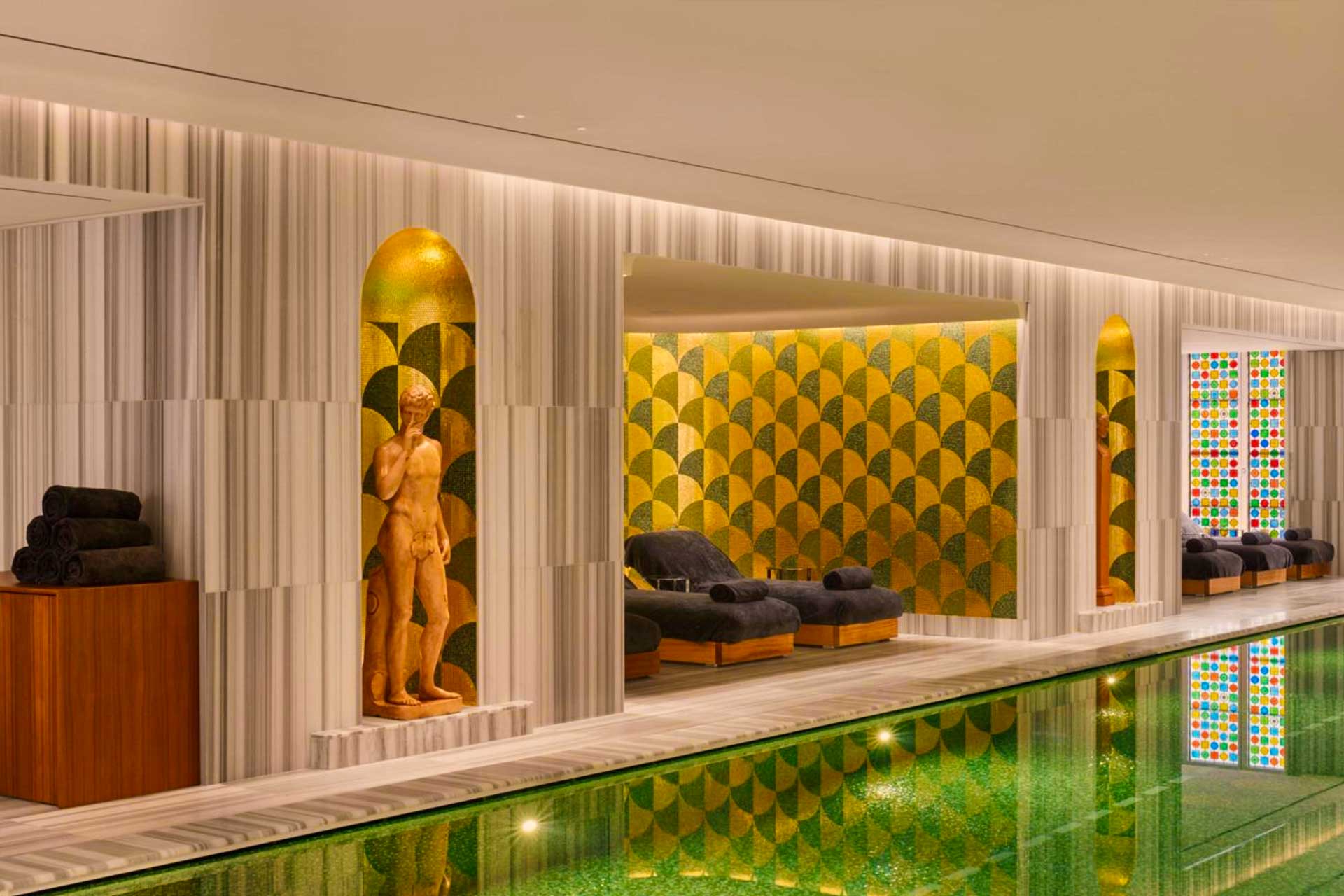 One of the Bvlgari's highlights: the interior design of the pool. © Bvlgari Hotel Rome