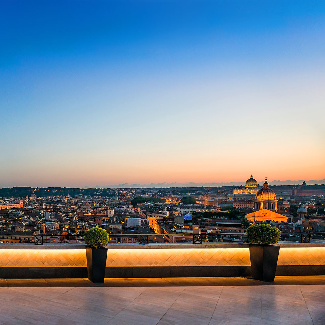 One of the best views in the city is from the terrace at Hassler Roma. © Hassler Roma