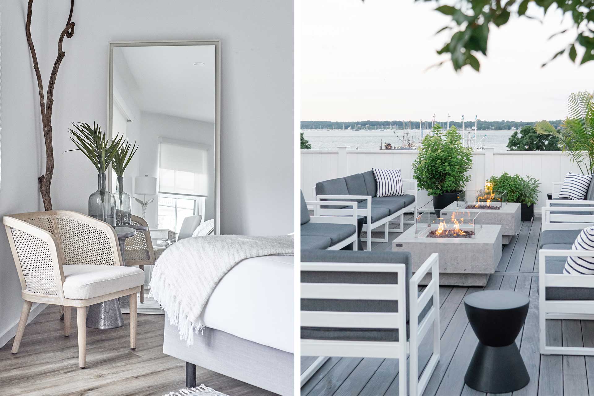 Smart, minimalist interiors and a seaside location at the Menhaden on Long Island. © The Menhaden
