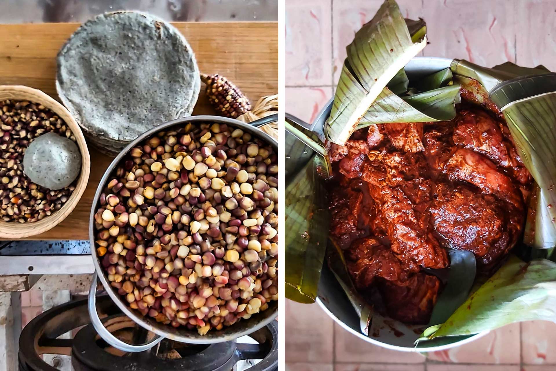 Corn, masa and tortillas and cochinita pibil. © Josue Puch/Pancho Maiz