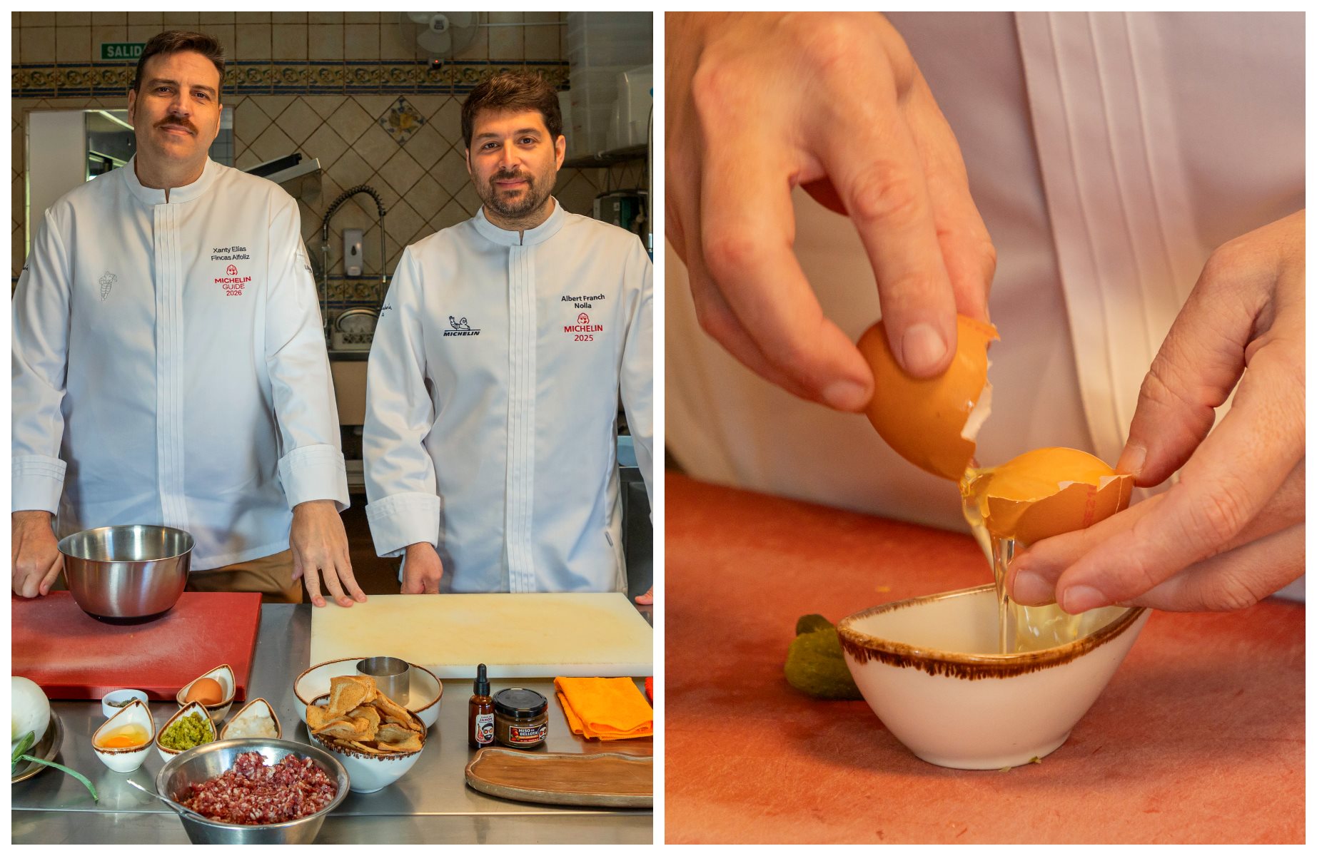 Xanty et Albert dans les cuisines de la Finca Alfoliz. © Guide MICHELIN