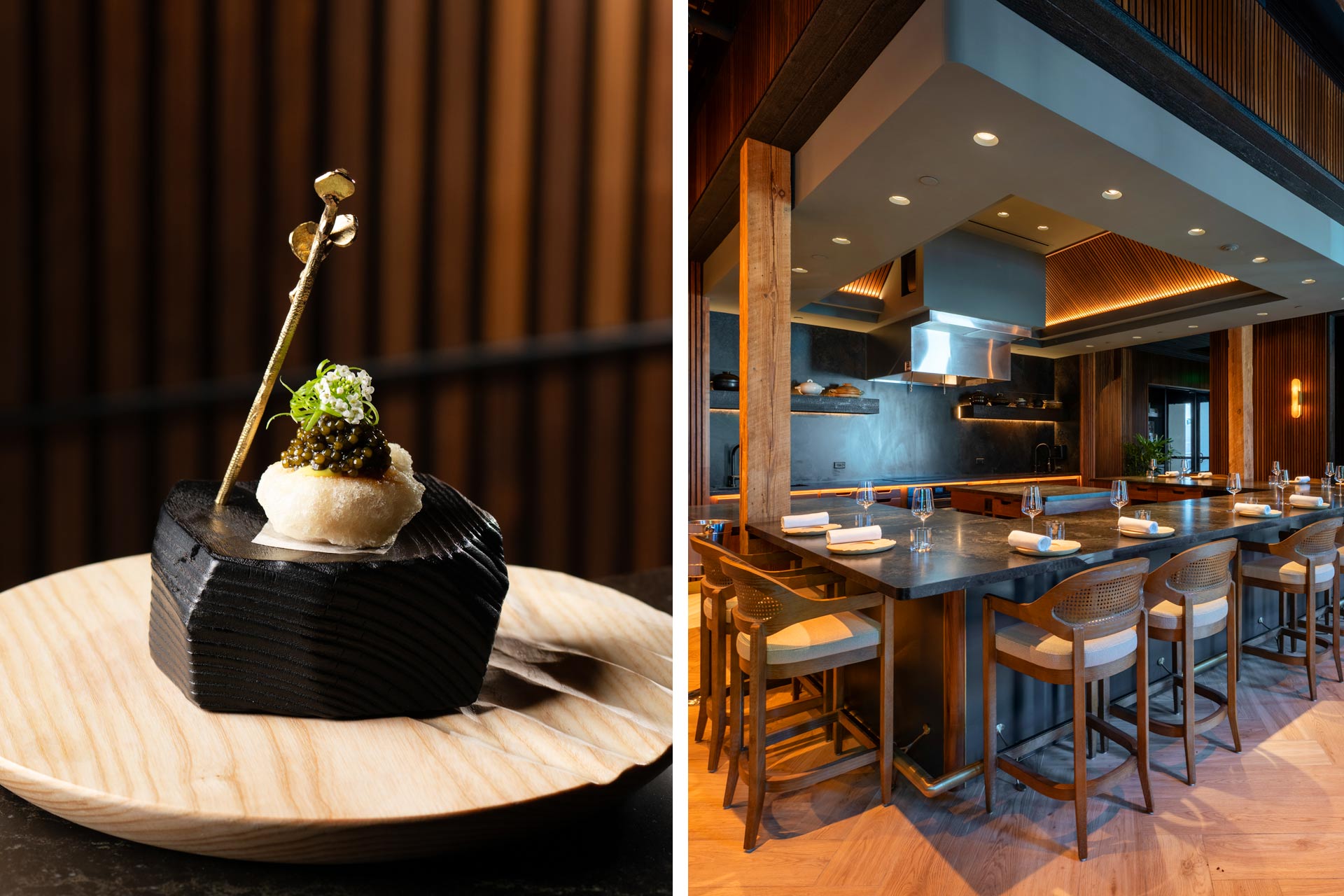 Emelina's Our Minuta is a tribute to afternoons at the beach featuring tempura fish, refried tomato and a delicate fried egg emulsion. Emelina's 16-seat counter offers an intimate dining experience. © Alejandro Chavarria/Emelina