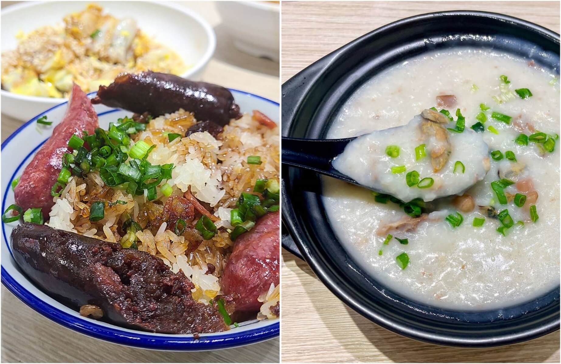 Signature glutinous rice, pork bone congee and wok-fried rice rolls at Keung Kee. © MICHELIN Guide