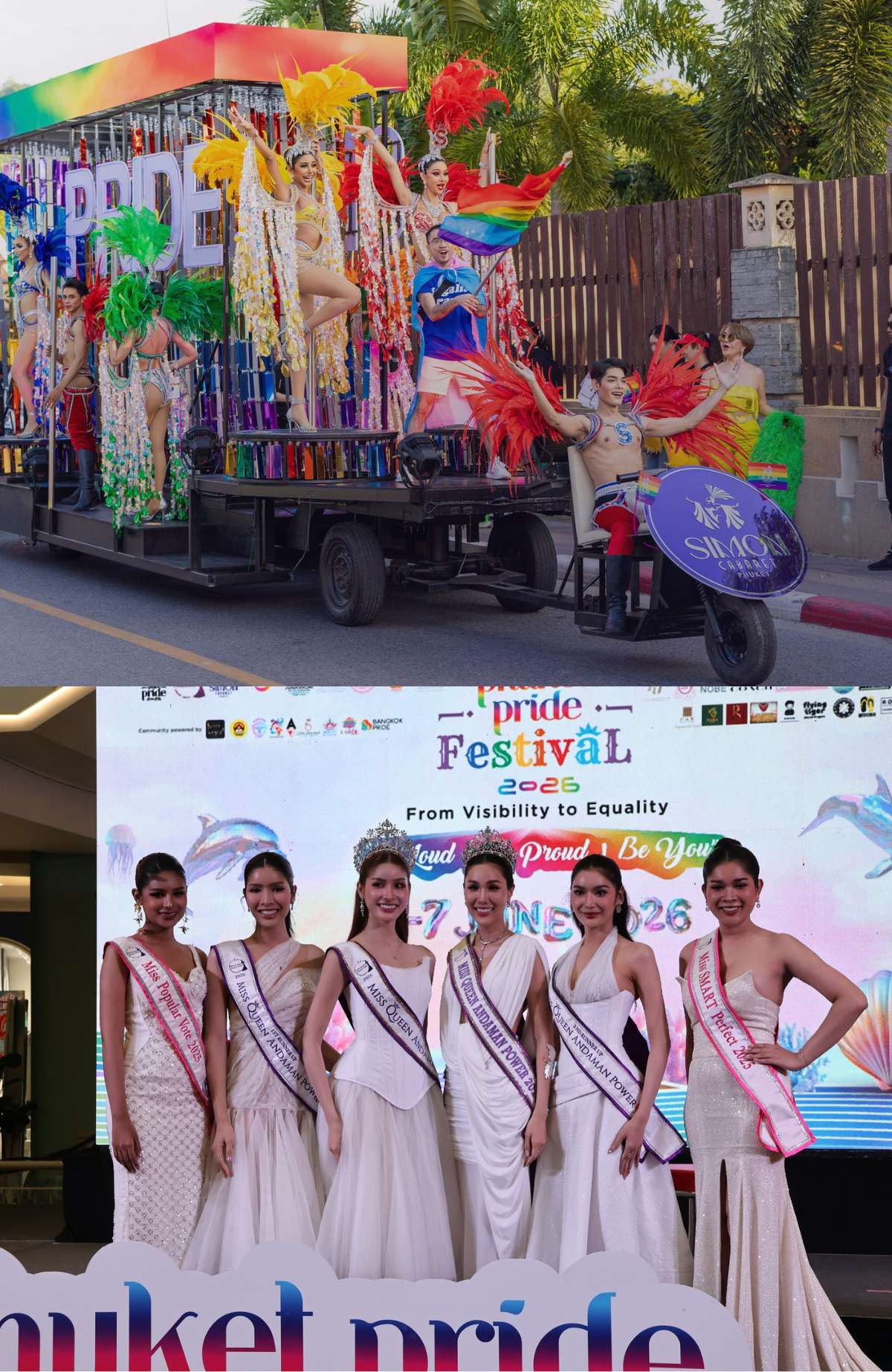 A rainbow-colored parade lights up the streets of Phuket during the island’s vibrant Pride celebrations. © Phuket Pride 