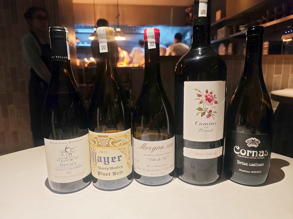 Some of the wine pairings curated by the team at Upstairs. © MICHELIN Guide