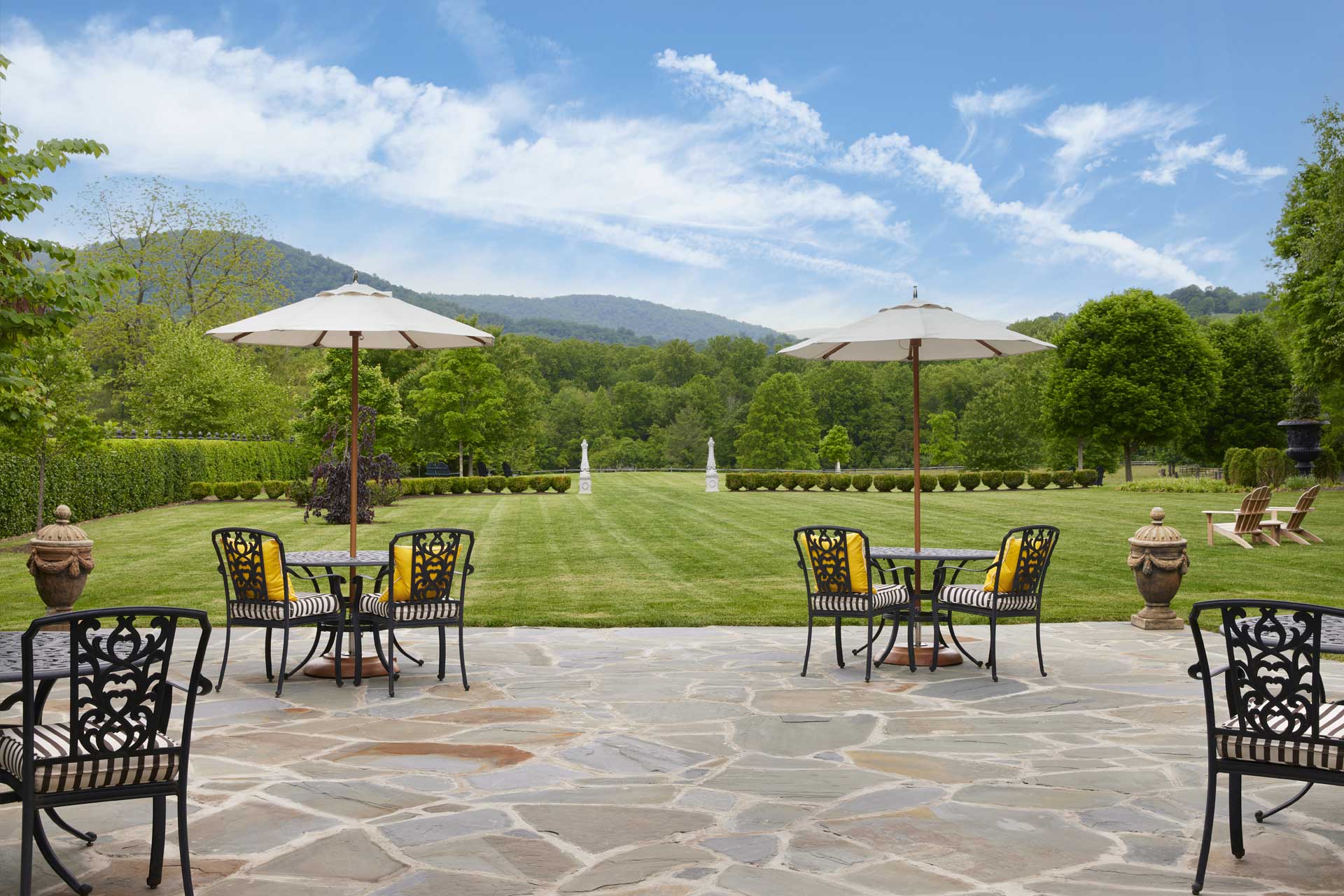 The patio on an elegant veranda at the Inn at Little Washington. © Inn at Little Washington, Greg Powers