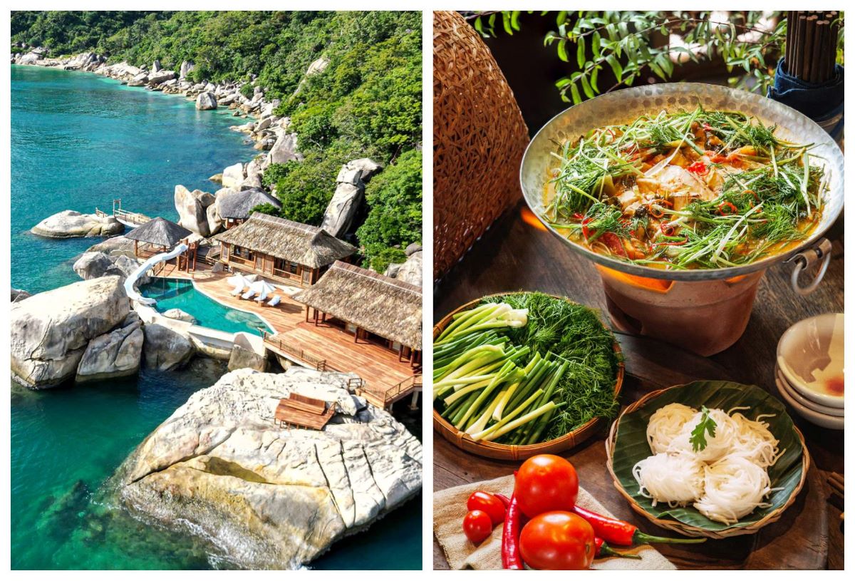 There are some dazzling places to explore along Vietnam’s Reunification Express line running from Hanoi in the north to Ho Chi Minh City in the south. © Six Senses Ninh Van Bay, © Mặn Mòi (An Khánh) restaurant