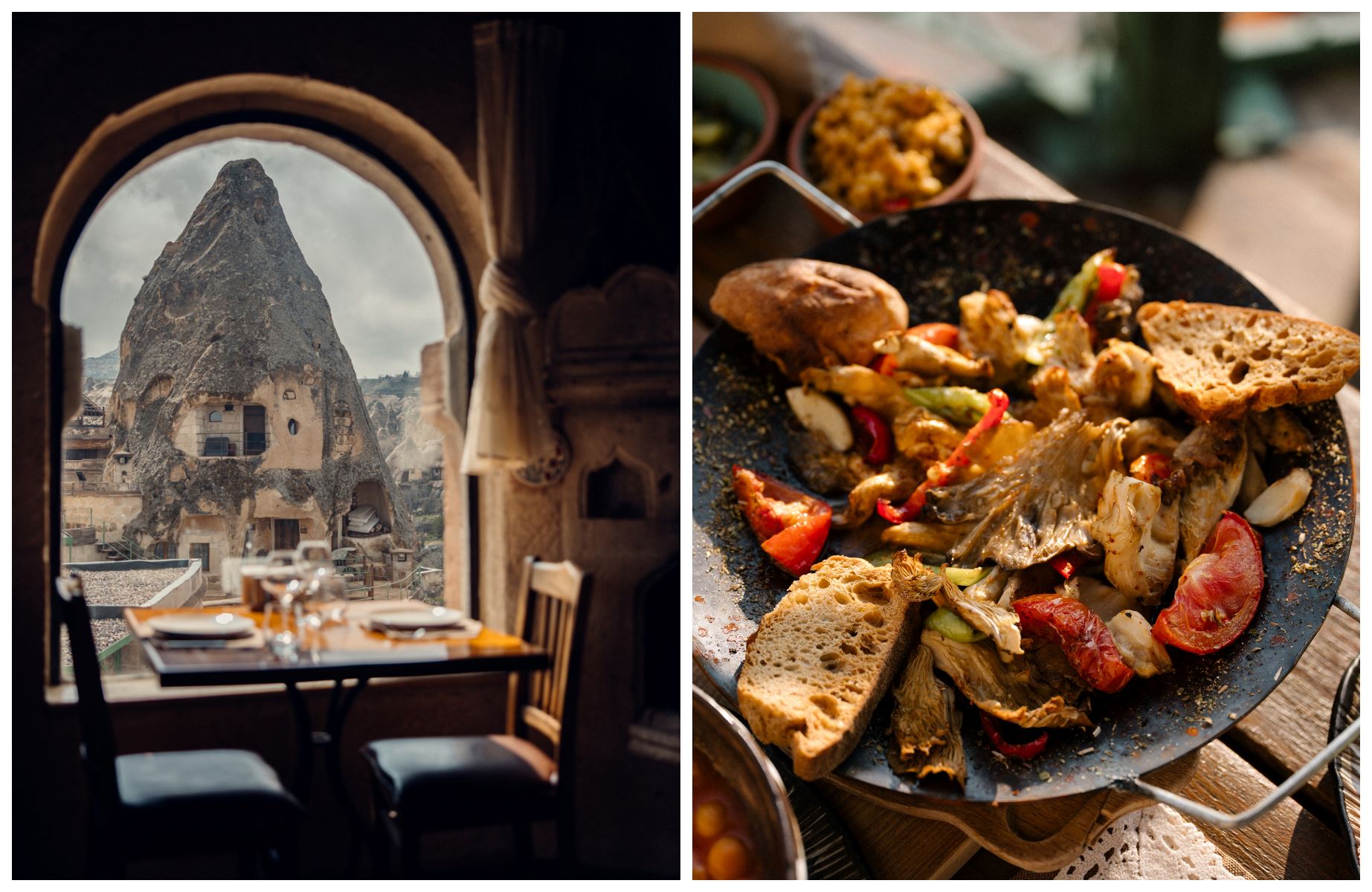 At Happena, Göreme’s cave-carved architecture and distinctive rock formations provide a captivating backdrop to the meal. © Happena