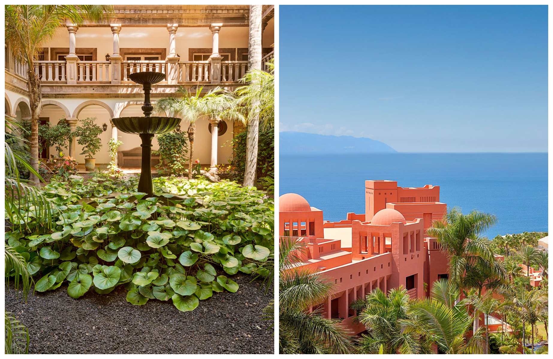Le luxe à Bahía del Duque, établissement emblématique de Costa Adeje ; l’océan Atlantique en toile de fond au The Ritz-Carlton Tenerife, Abama. © Bahía del Duque ; The Ritz-Carlton Tenerife, Abama
