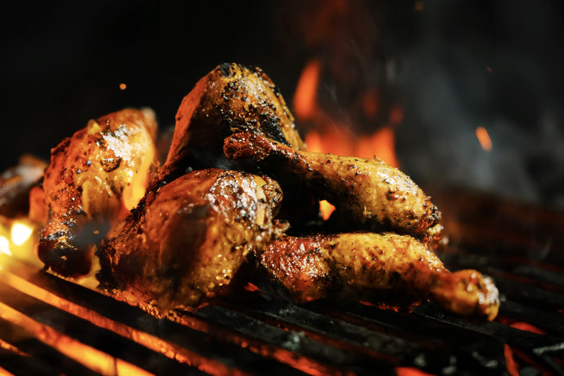Fresh from the grill jerk chicken. © Chubby's Jamaican Kitchen