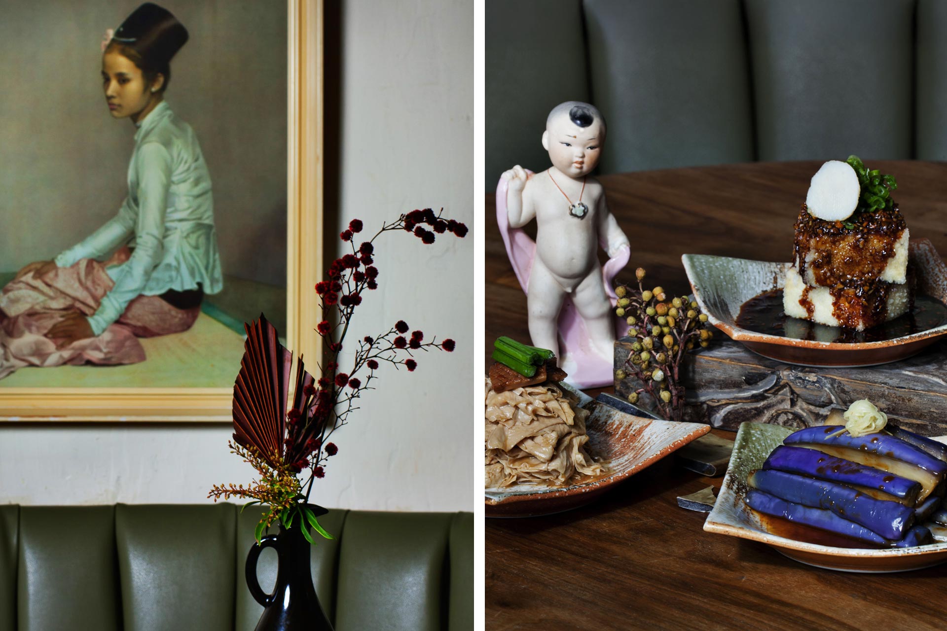 Bao Bei's relaxed decor is a perfect setting for a spread of crispy tofu, marinated eggplant and bean curd skin. © Mark Yammine/Bao Bei