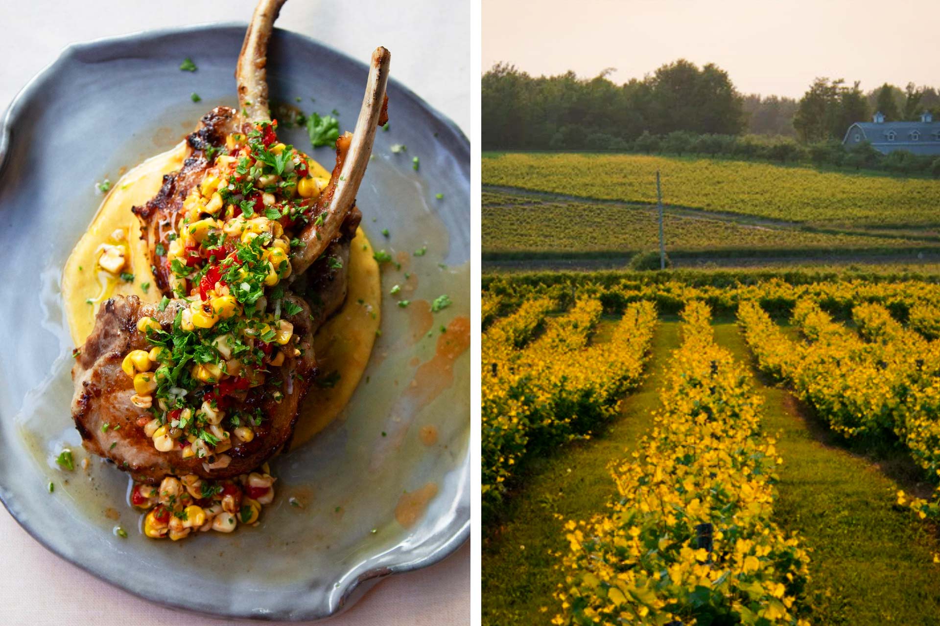 Grilled lamb chops from Maison Boire and the vineyards of Vignoble de l'Orpailleur. © Vignoble de l'Orpailleur | © Rizlane Abdessamad/Maison Boire
