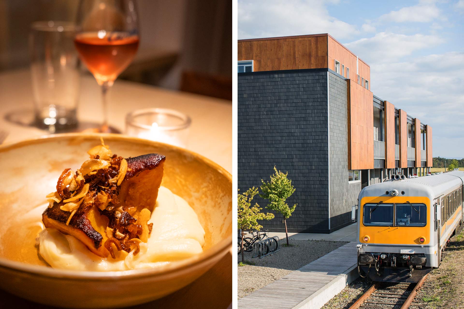 Farm to table food from Buvette Gentille with a stay for the night and lovely train ride up the St. Lawrence in the morning at Le Germain Charlevoix Hotel & Spa. © evamaudetc/Buvette Gentille | © Le Germain Charlevoix Hotel & Spa