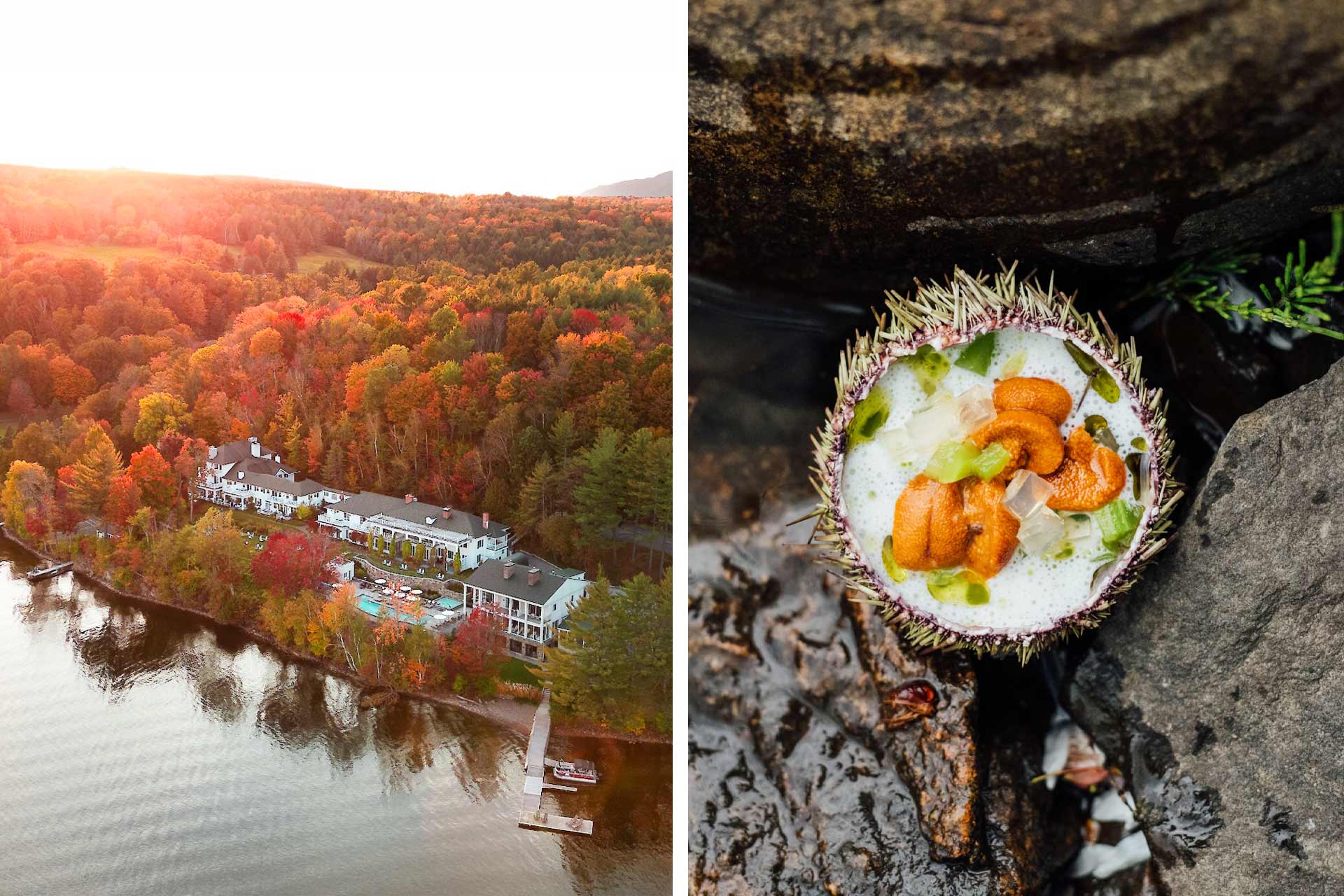 Stay at Manoir Hovey in a beautiful suite overlooking the lake then enjoy a feast of local ingredients at Le Hatley. © Manoir Hovey/Le Hatley - Manoir Hovey