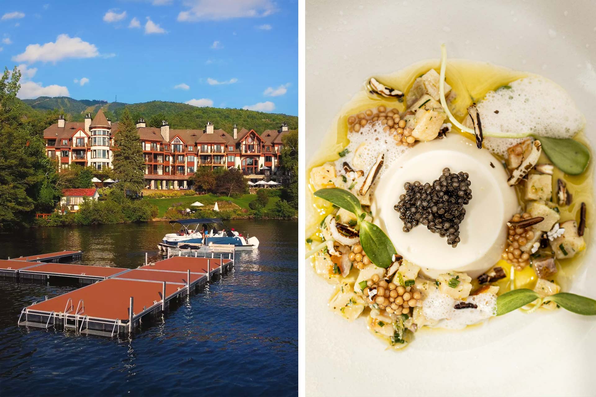 Hotel Quintessence on the waterfront of Lake Tremblant and food with its foot in adventures and local ingredients. © Hotel Quintessence | © Renata Juszczuk/sEb L'Artisan Culinaire