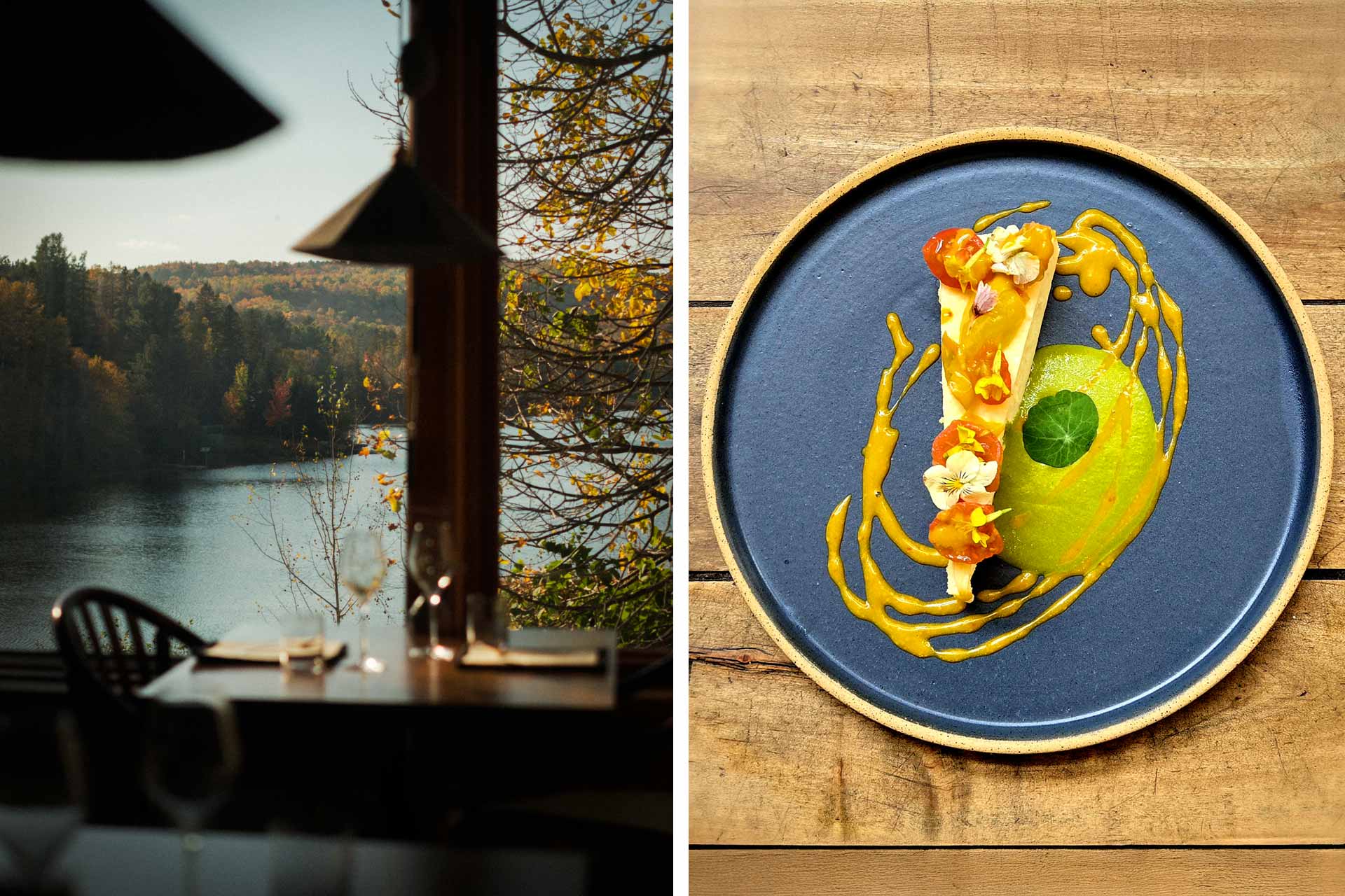  Auberge Saint-Mathieu overlooking La Mauricie National Park and dessert at Épi, Buvette de Quartier. © Emile Desroches/Auberge Saint-Mathieu | © Simon Lemire/Épi, Buvette de Quartier 