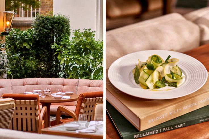 The terrace at Dovetale and one of the kitchen's lighter dishes. © Milo Brown/Dovetale