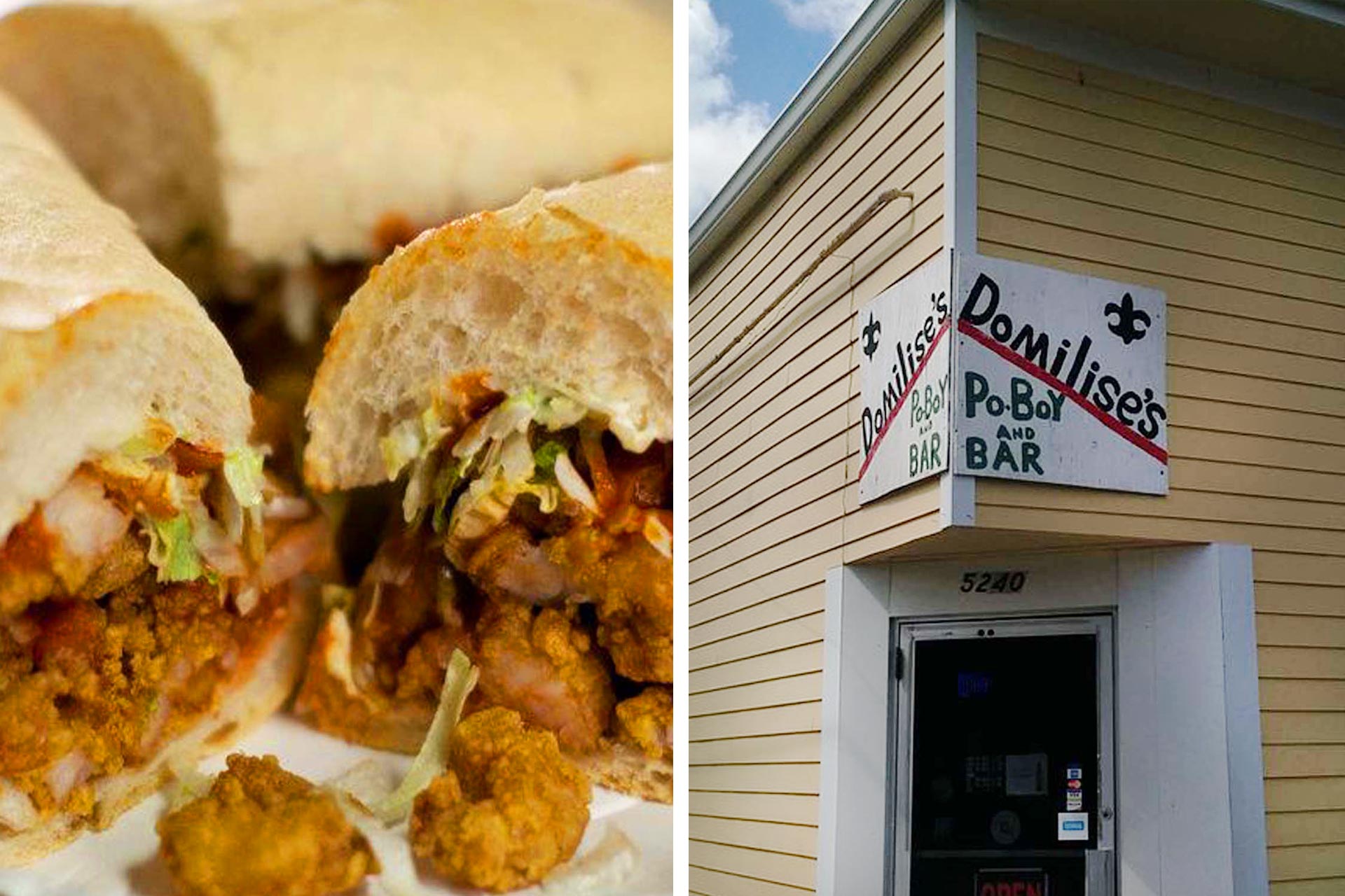 The fried shrimp po’ boy is Domilise's signature order. © Domilise’s Po-Boy & Bar
