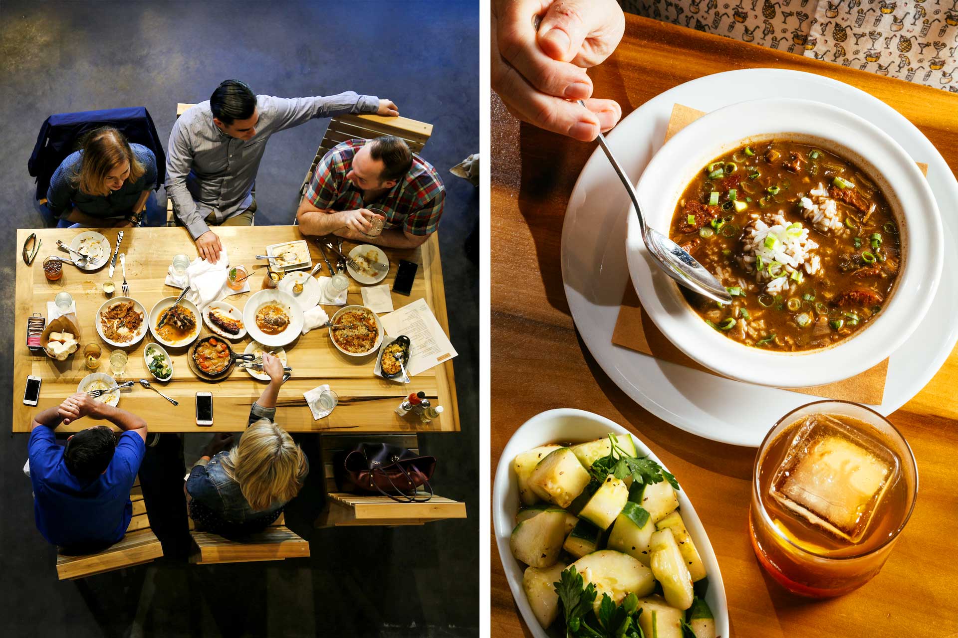 Cochon is a nice spot for gathering friends and enjoying a bowl of their famous andouille gumbo. © Rush Jagoe/Cochon