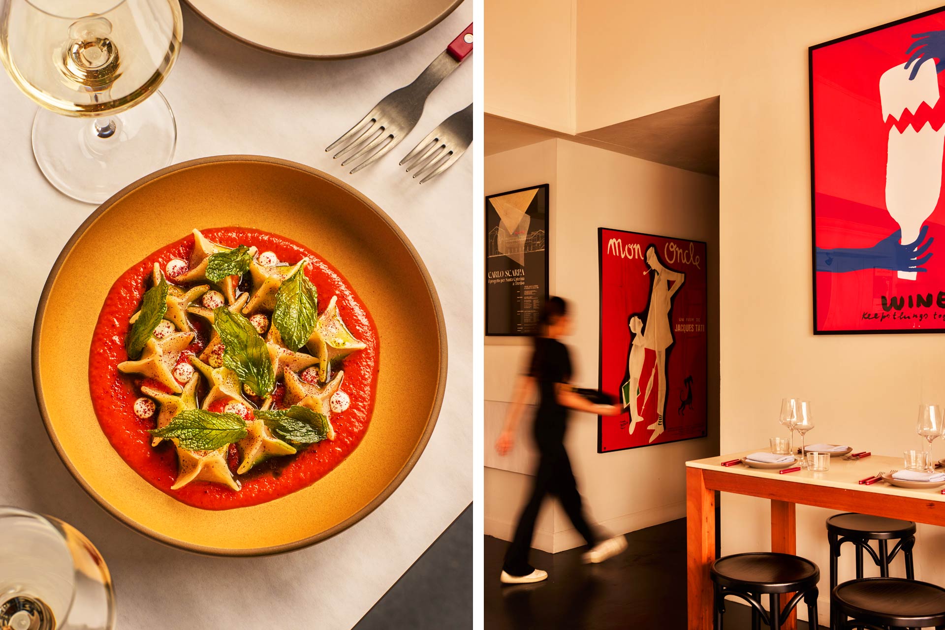 Manti, a beef and lamb dumpling, is a signature dish at Kitchen Istanbul, where a contemporary-cool interior welcomes guests. © Nicola Parisi /Kitchen Istanbul