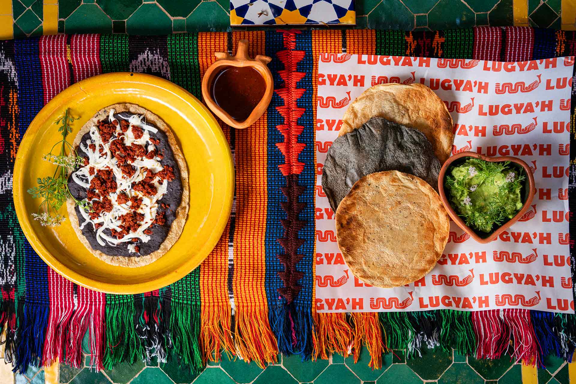  Tlayudas are the signature dish at Lugya'h, tucked inside Maydan Market in Los Angeles. © Jon Endow/Lugya'h