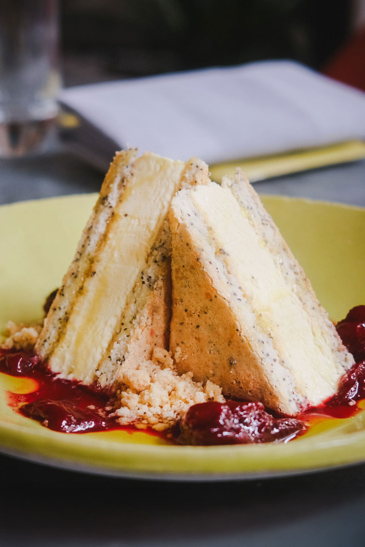 The lemon poppyseed ice cream sando at Bayonet taps into a familiar favorite: the lemon poppyseed muffin. © Mary Feh