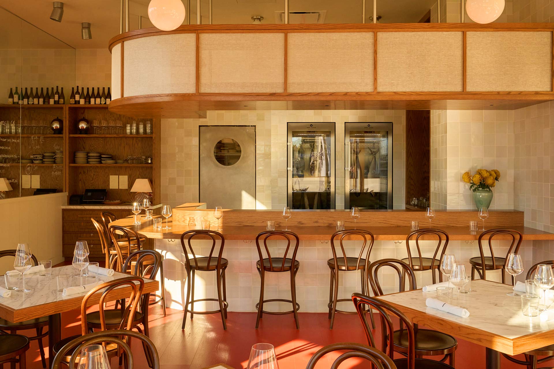 Dining room of Little Fish Melrose Hill. © Kort Havens/Little Fish Melrose Hill