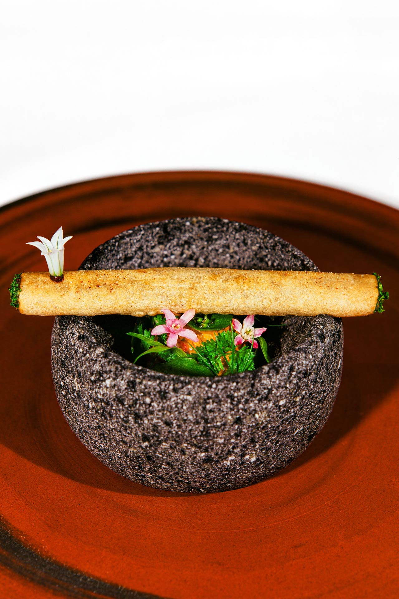 Cochinita pibil in a molcajete. © Val Cantú/Californios