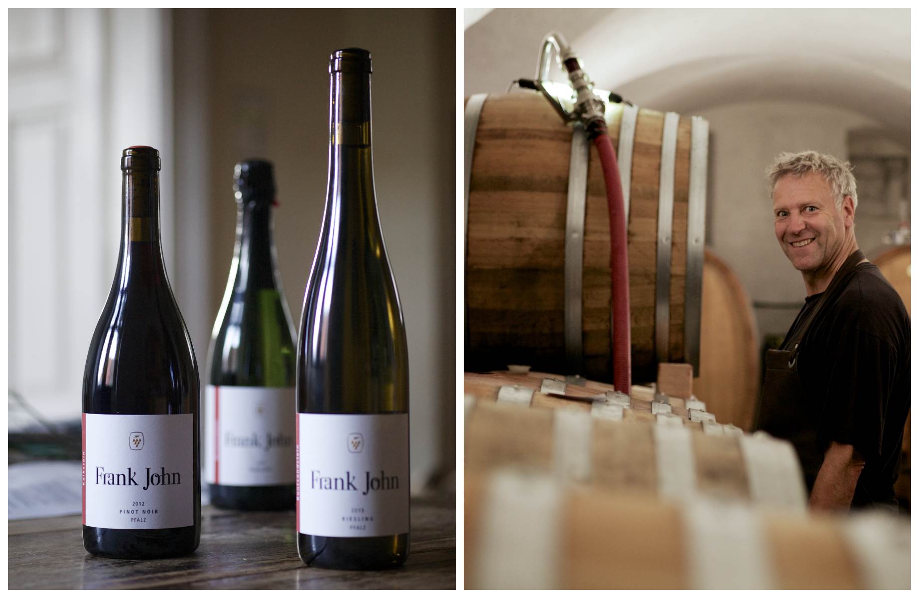 Weine des mit Robert Parker Green Emblem ausgezeichnenten Weinguts Frank John; Frank John im Weinkeller © Weingut Frank John