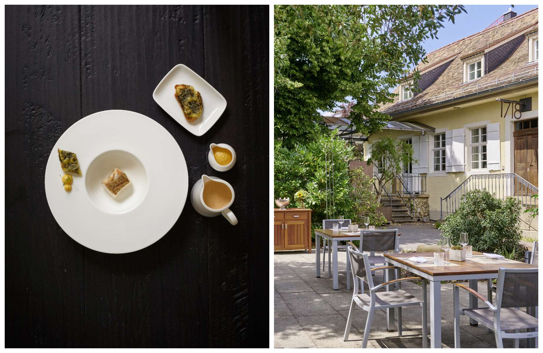 Speise und Terrasse des Restaurants 1718 im Ketschauer Hof © Hotel Ketschauer Hof