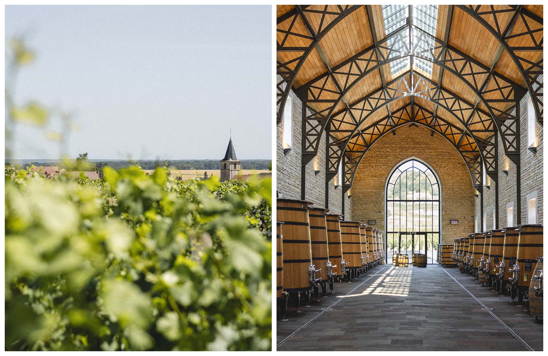 The village of Vosne-Romanée as seen from the Leroy estate’s vineyards. The Faiveley estate’s winery in Nuits-Saint-Georges. © Antoine Martel/MICHELIN Guide