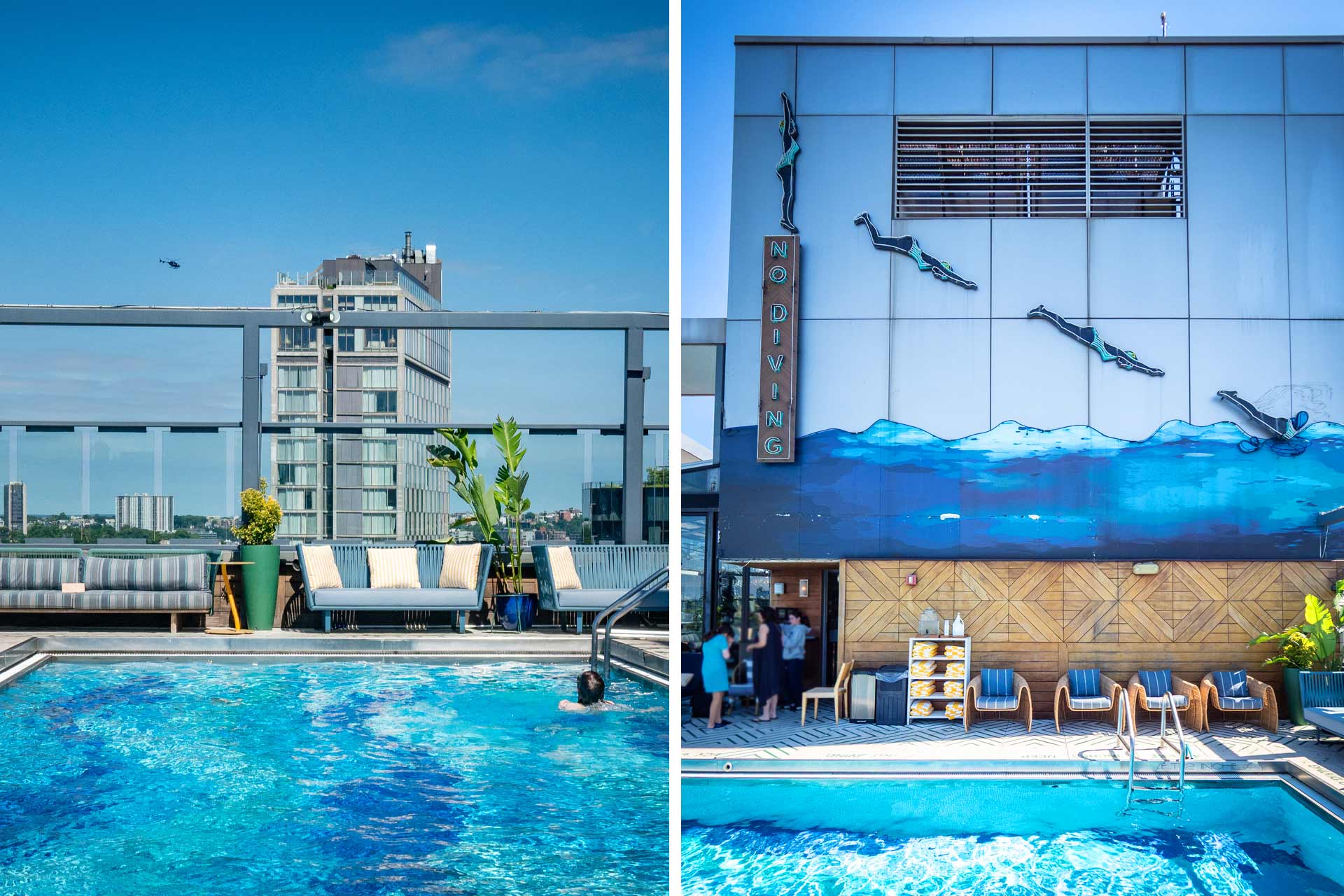 Stay at the stylish Gansevoort Meatpacking and swim at a little oasis in the city. © Thomas Robert Clarke Photography / MICHELIN Guide
