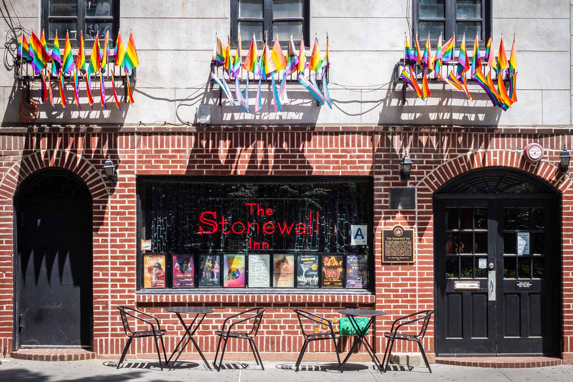 The Stonewall Inn, the historic bar where the 1969 Stonewall uprising helped ignite the modern LGBTQ+ rights movement. © Thomas Robert Clarke Photography / MICHELIN Guide