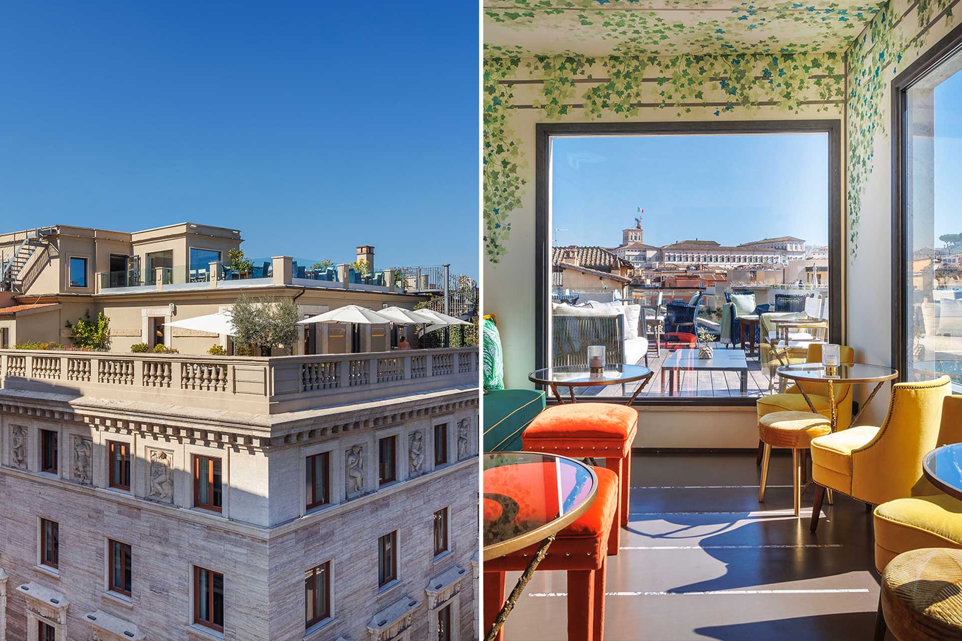 Scenes from the Singer Palace in Rome, where first-time hoteliers transformed an old, dusty building into a One-Key gem. © Singer Palace